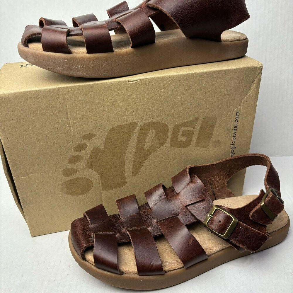 Yogi Womens 9 Elba‎ Sandals Leather Mahogany Brown Negative Sole EU40 Boho